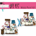 a group of snowmen standing next to each other