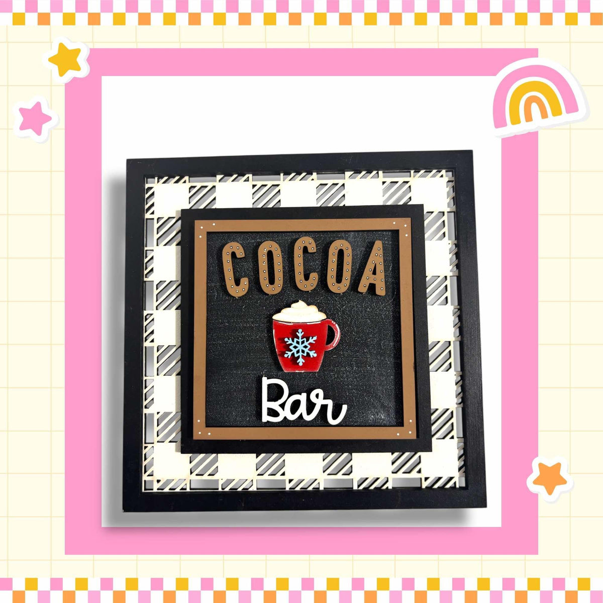 a picture of a picture of a sign that says cocoa bar