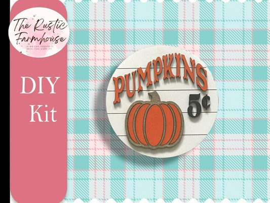 Fall Pumpkins MIni 5" Door Hanger, DIY Wood kit, Farmhouse Home Decor - RusticFarmhouseDecor