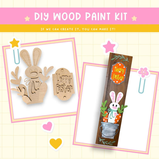 a wooden craft kit with a picture of a bunny