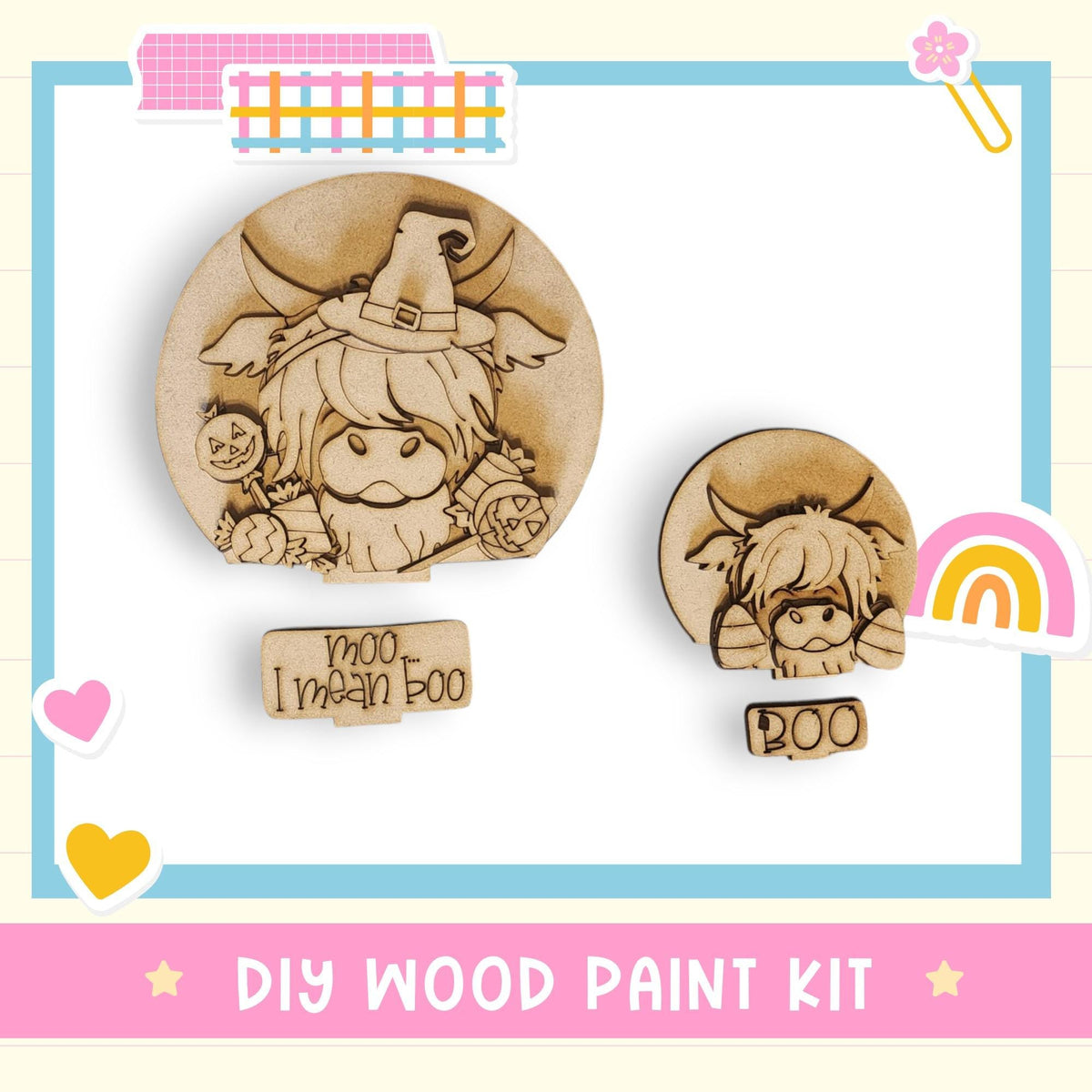a wooden craft kit with a picture of a witch