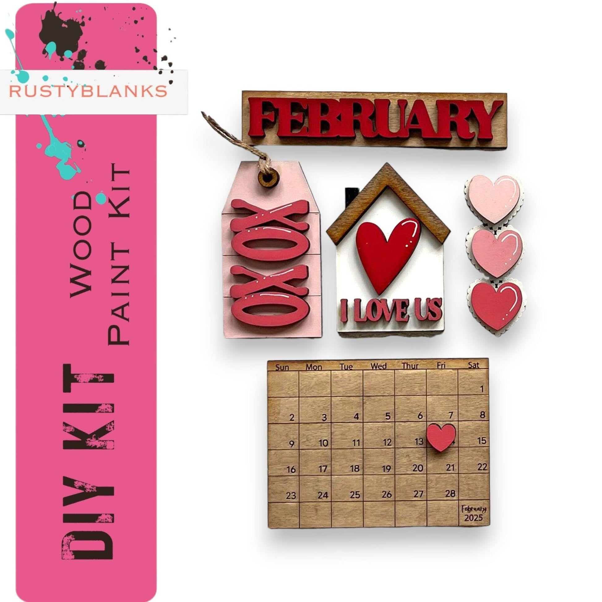 February 2025 Barn Calendar Insert Set, DIY Wood Banks, Interchangeable Calendar - RusticFarmhouseDecor