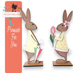 Finished Easter Bunny Couple Shelf Sitter Craft - Great Gift for Mom - RusticFarmhouseDecor
