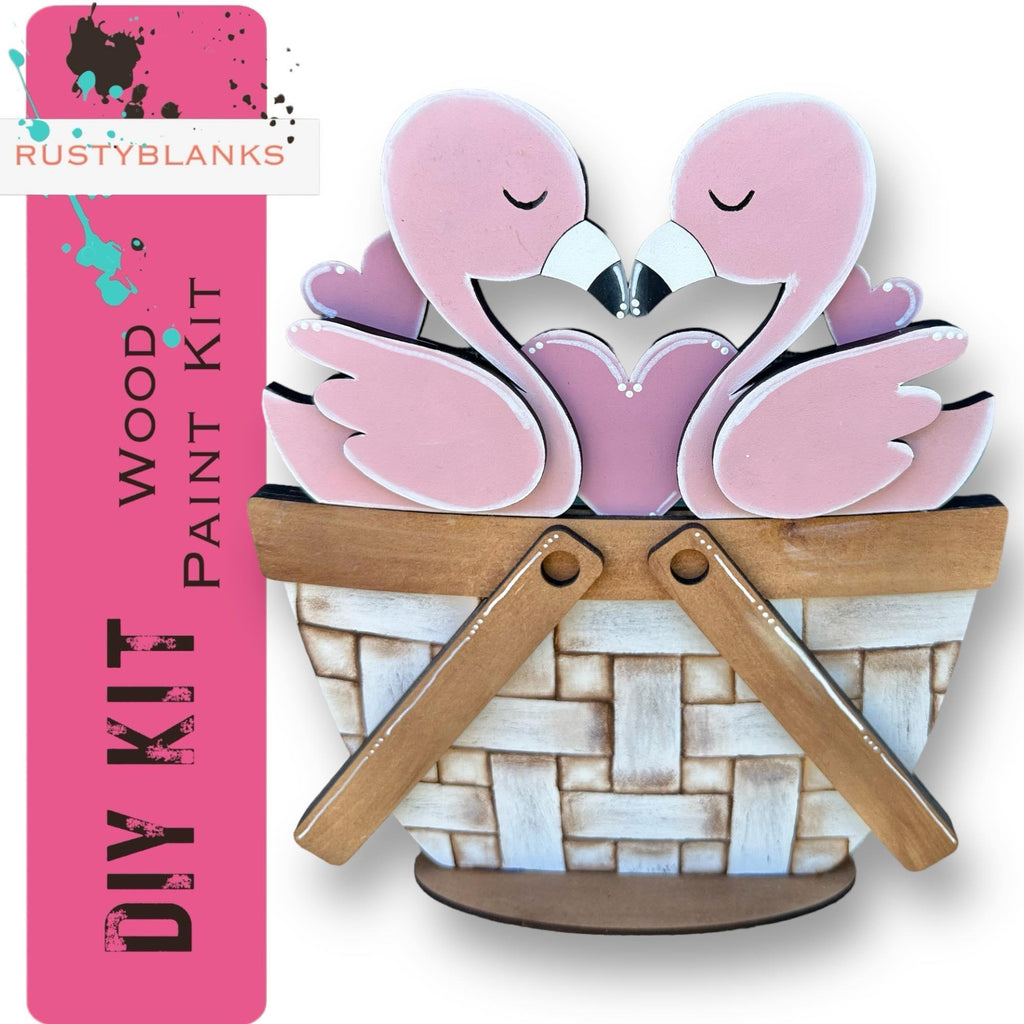 Flamingo Valentine Insert for the Interchangeable Flower Basket - RusticFarmhouseDecor