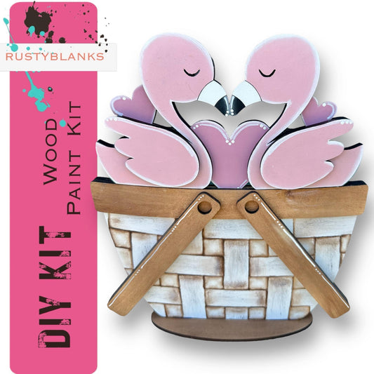 Flamingo Valentine Insert for the Interchangeable Flower Basket - RusticFarmhouseDecor