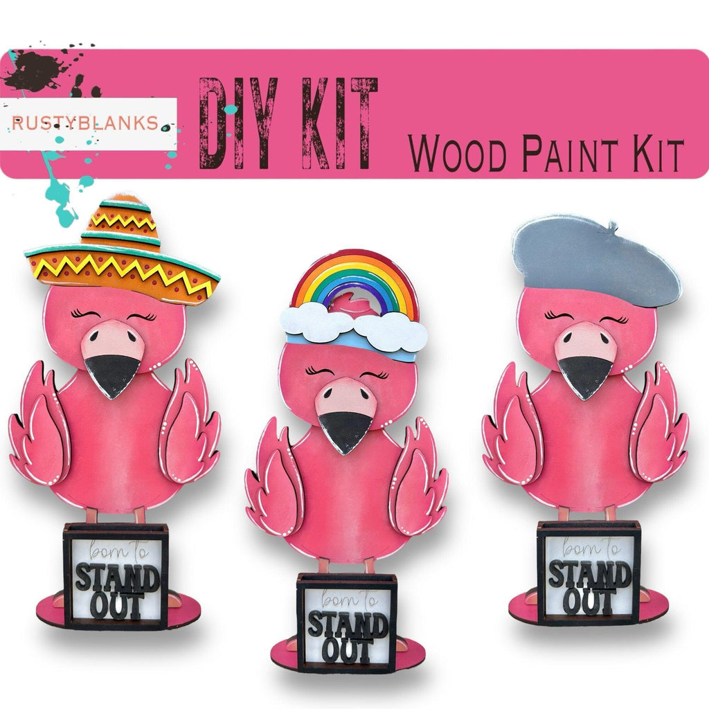 Flamingo with 12 Interchangeable Seasonal Hats, Insert and tile holder, Season DIY Decor - RusticFarmhouseDecor