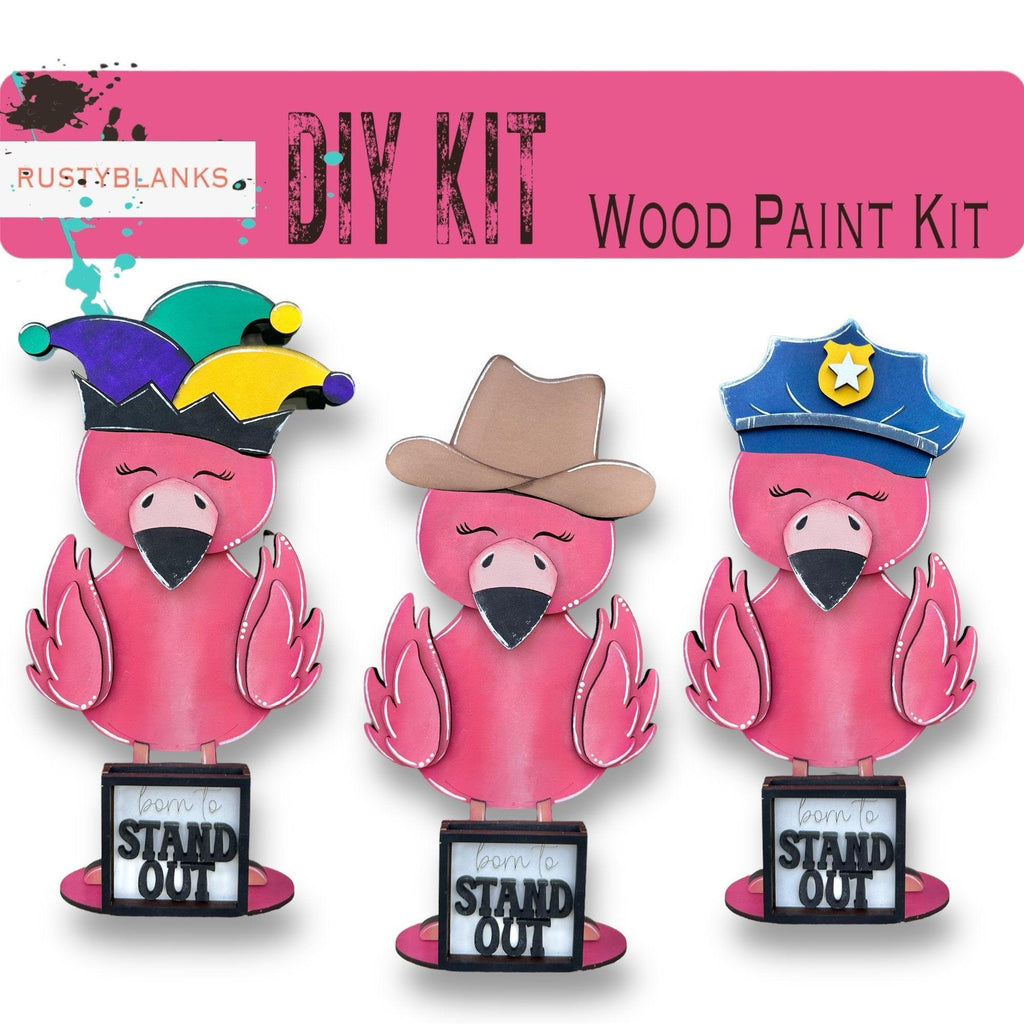 Flamingo with 12 Interchangeable Seasonal Hats, Insert and tile holder, Season DIY Decor - RusticFarmhouseDecor