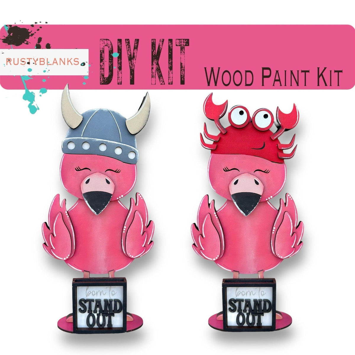 Flamingo with 12 Interchangeable Seasonal Hats, Insert and tile holder, Season DIY Decor - RusticFarmhouseDecor
