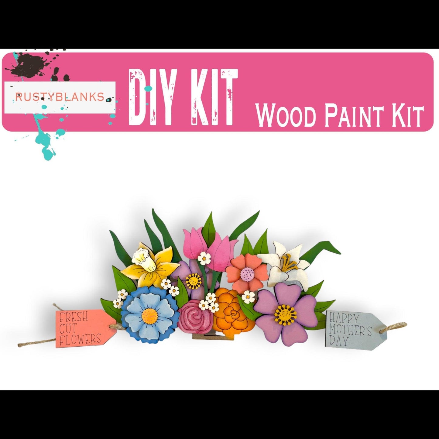 DIY Wildflowers Insert for the Interchangeable Flower Basket Decor , Wood Blank for Painting, Mother's Day