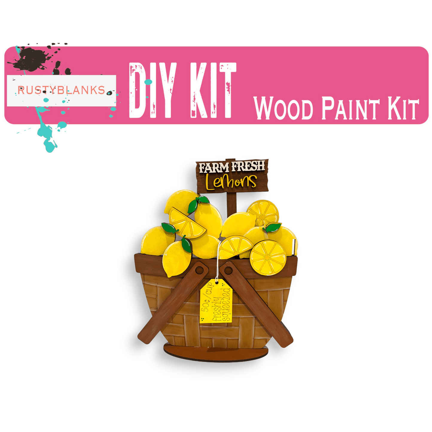 Fresh Lemons for the Interchangeable Flower Basket Decor - Wood Blank for Painting - Inserts for Basket - RusticFarmhouseDecor