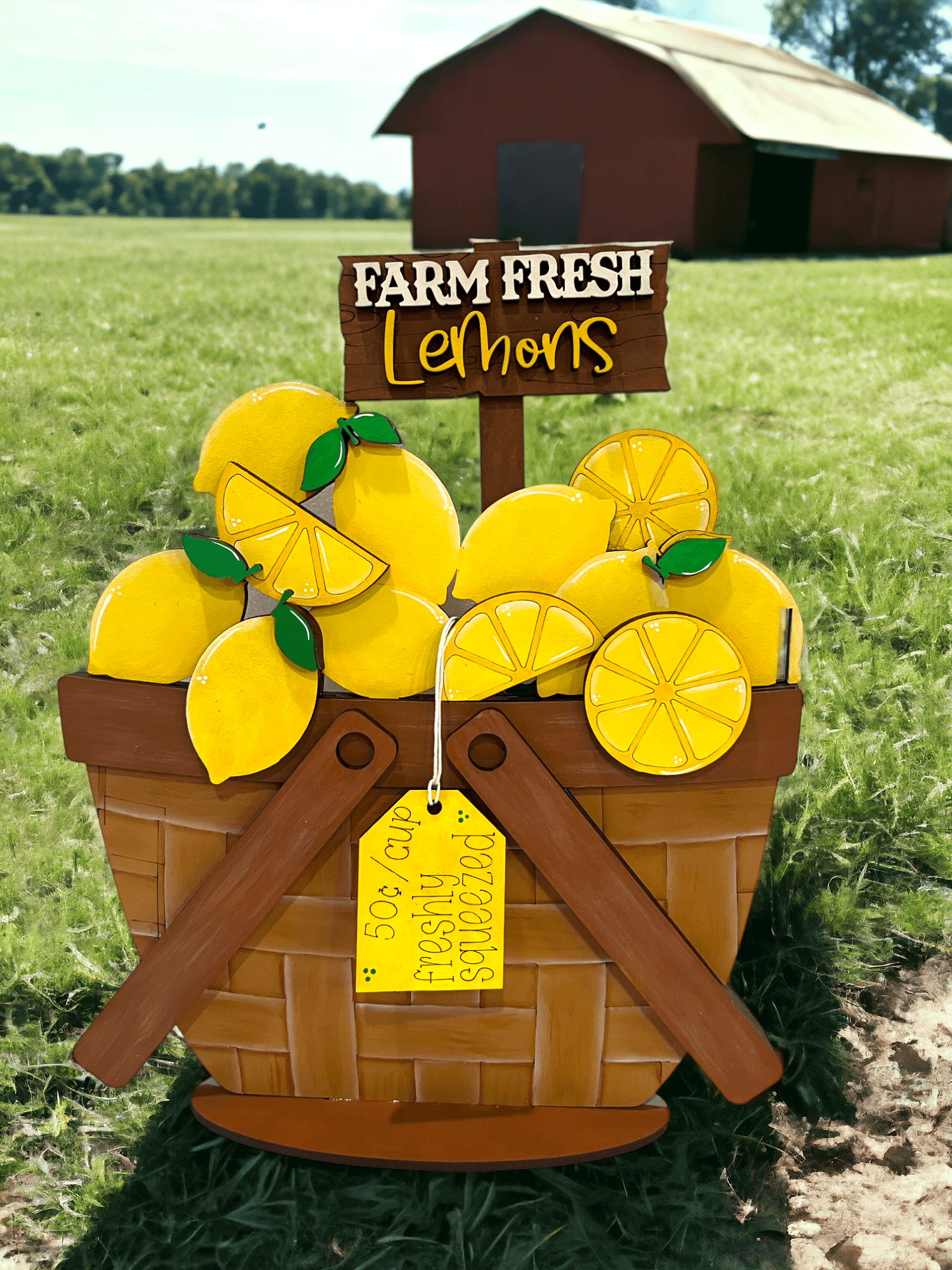 Fresh Lemons for the Interchangeable Flower Basket Decor - Wood Blank for Painting - Inserts for Basket - RusticFarmhouseDecor