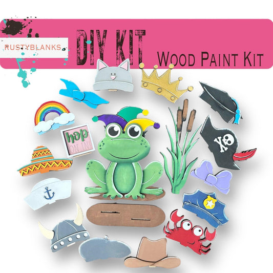 Frog with 12 Interchangeable Seasonal Hats, Insert and tile holder, Season DIY Decor - RusticFarmhouseDecor