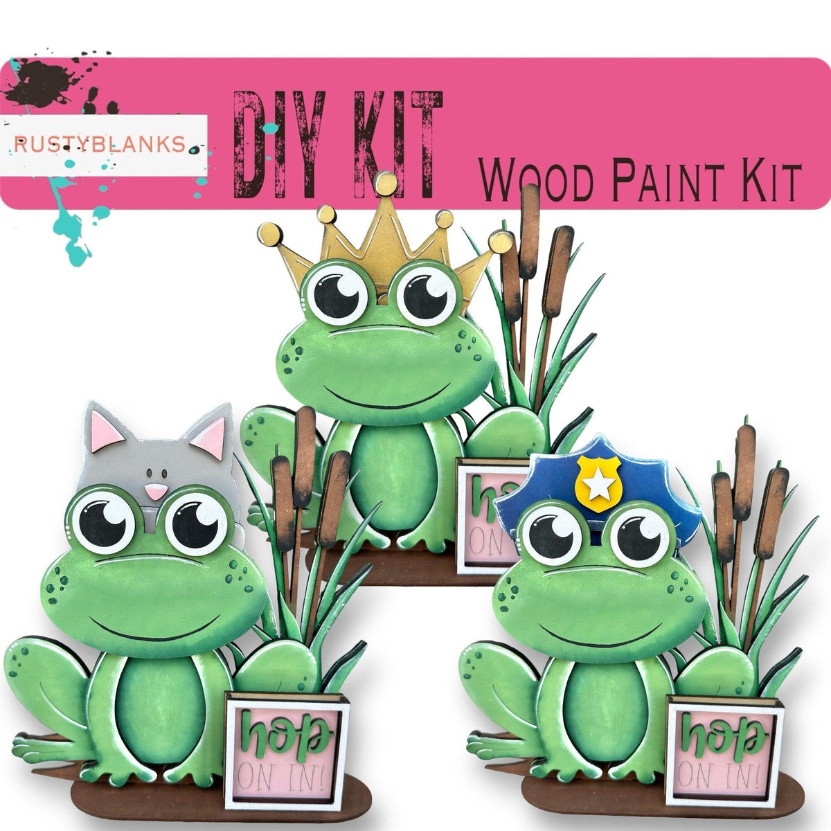Frog with 12 Interchangeable Seasonal Hats, Insert and tile holder, Season DIY Decor - RusticFarmhouseDecor