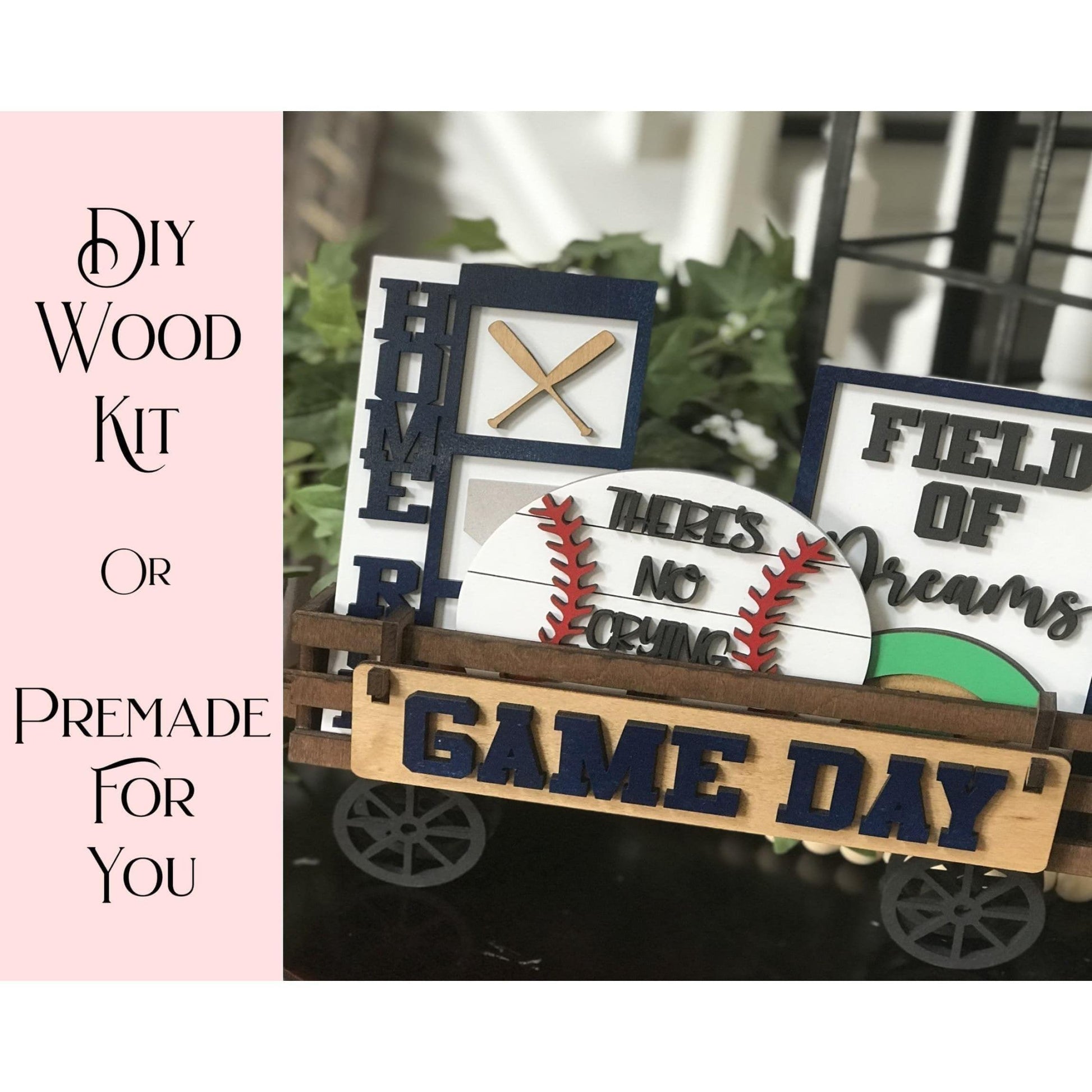 Game Day Softball Wagon/Raised Shelf Insert Set - RusticFarmhouseDecor