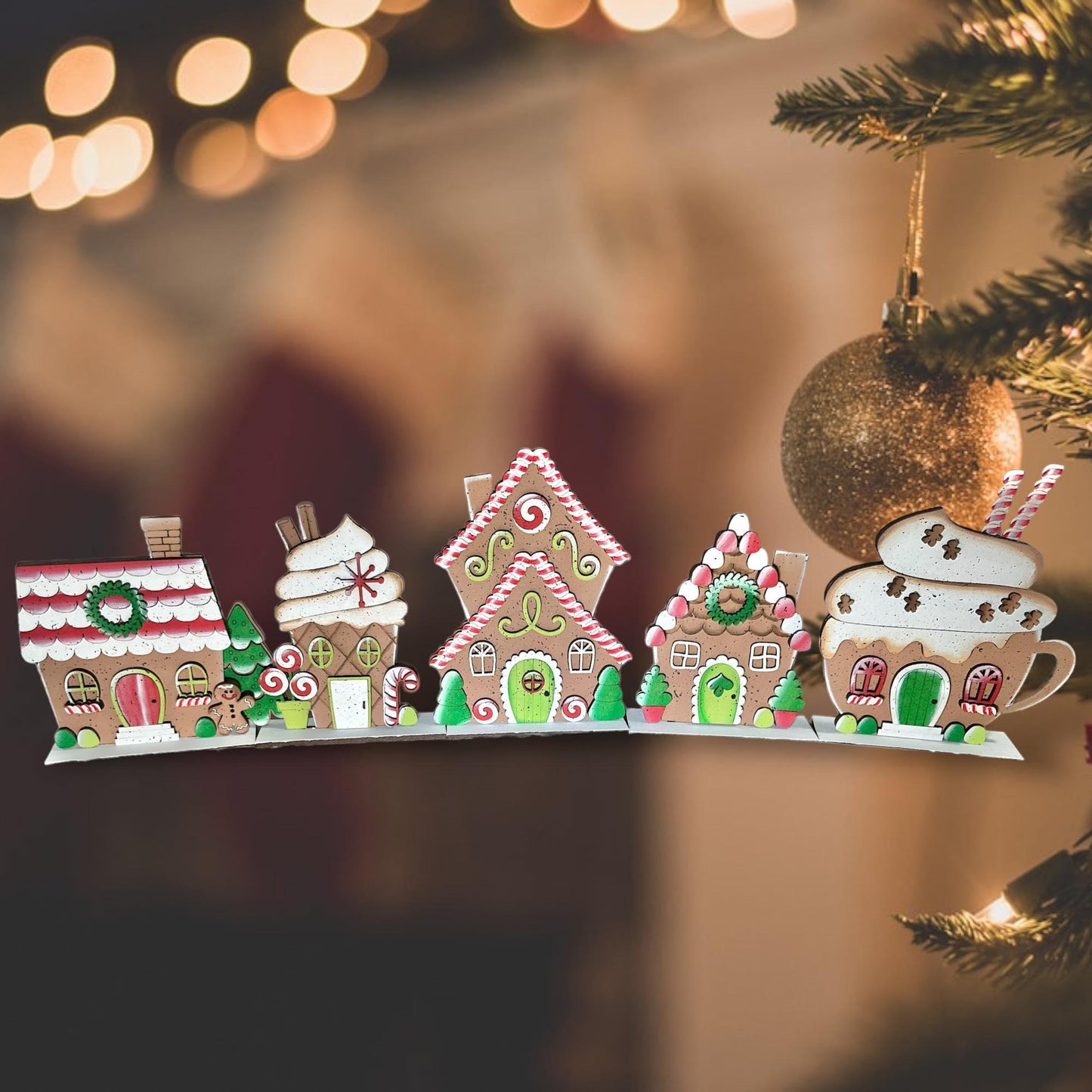 Gingerbread Standing Houses for Christmas Village - RusticFarmhouseDecor