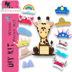 Giraffe Interchangeable Animal with 13 Interchangeable Seasonal Hats, Insert and tile holder, Season DIY Decor - RusticFarmhouseDecor