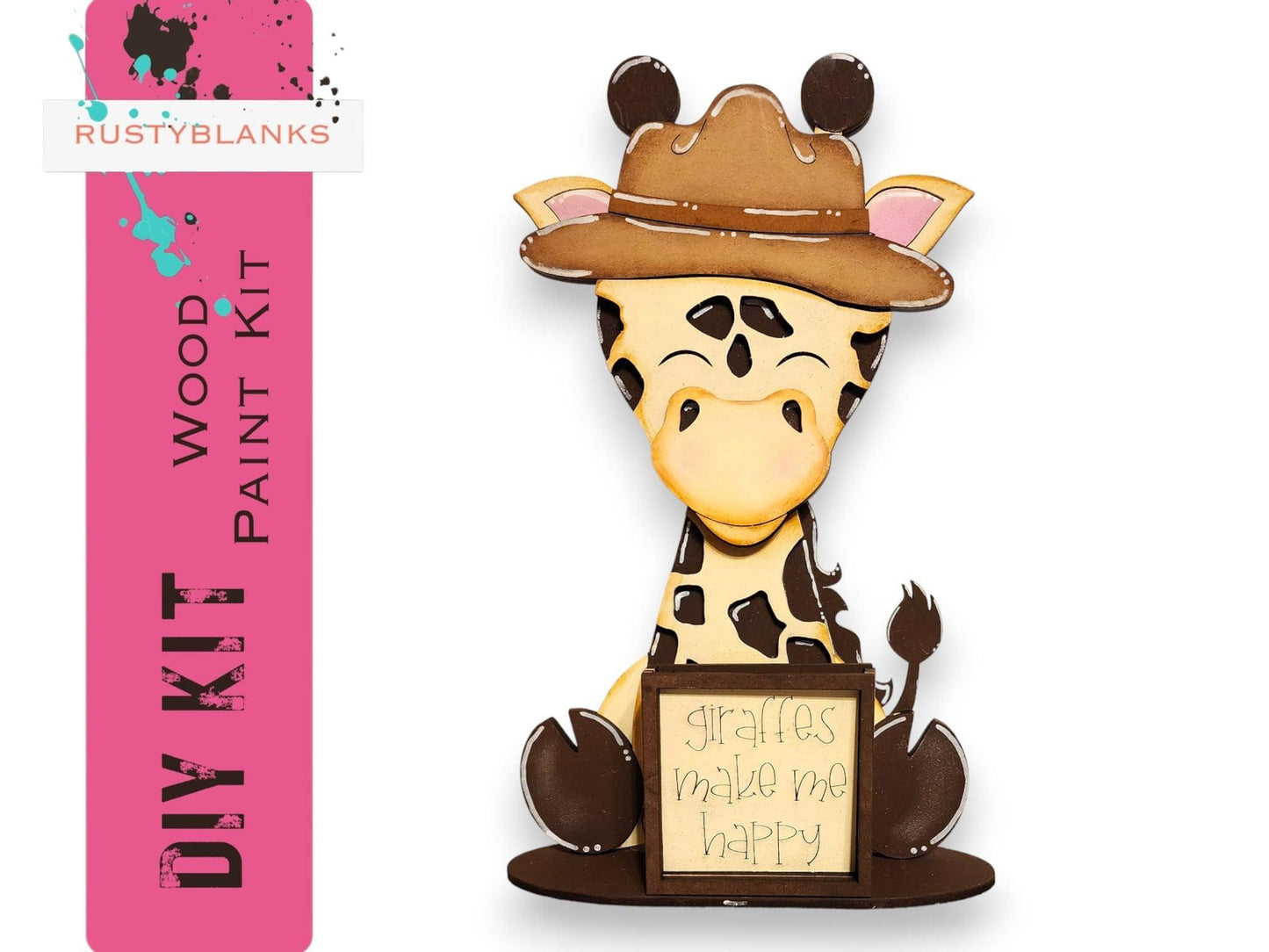 Giraffe Interchangeable Animal with 13 Interchangeable Seasonal Hats, Insert and tile holder, Season DIY Decor - RusticFarmhouseDecor