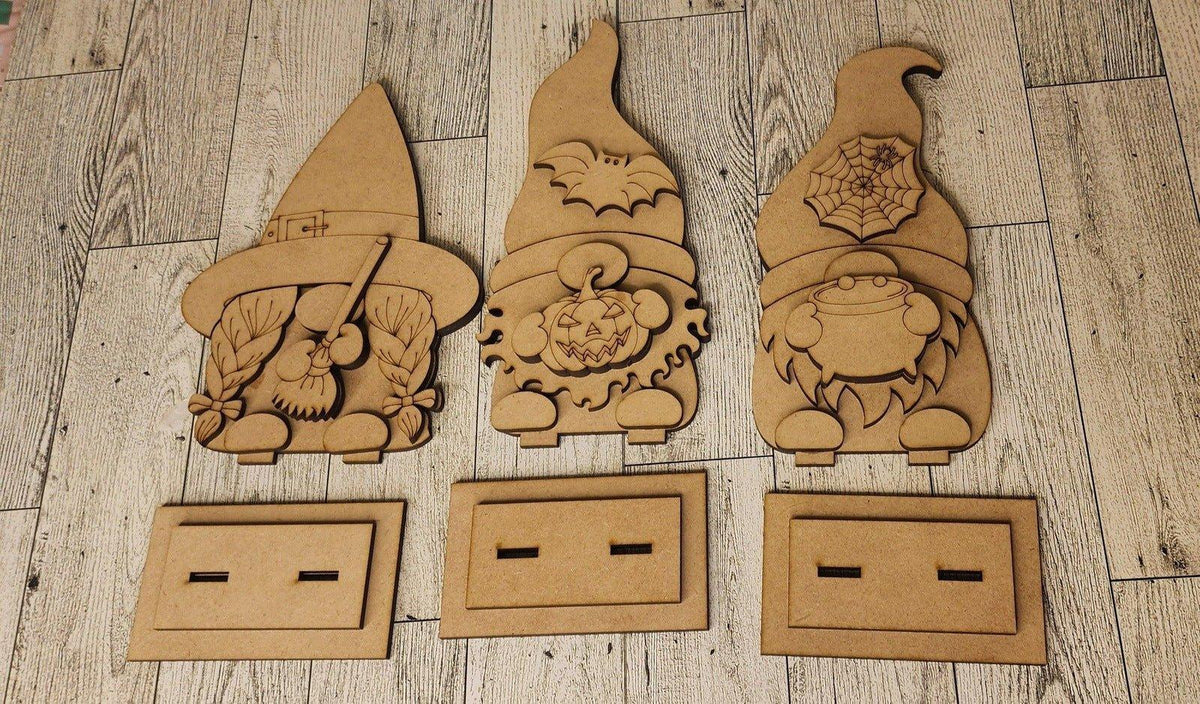 Halloween Gnomes Shelf Sitter, DIY Gnome kit, Tiered Tray Decor - RusticFarmhouseDecor