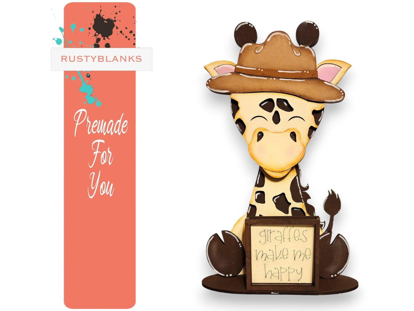 Handpainted Standing Giraffe Interchangeable Hat Holder - RusticFarmhouseDecor