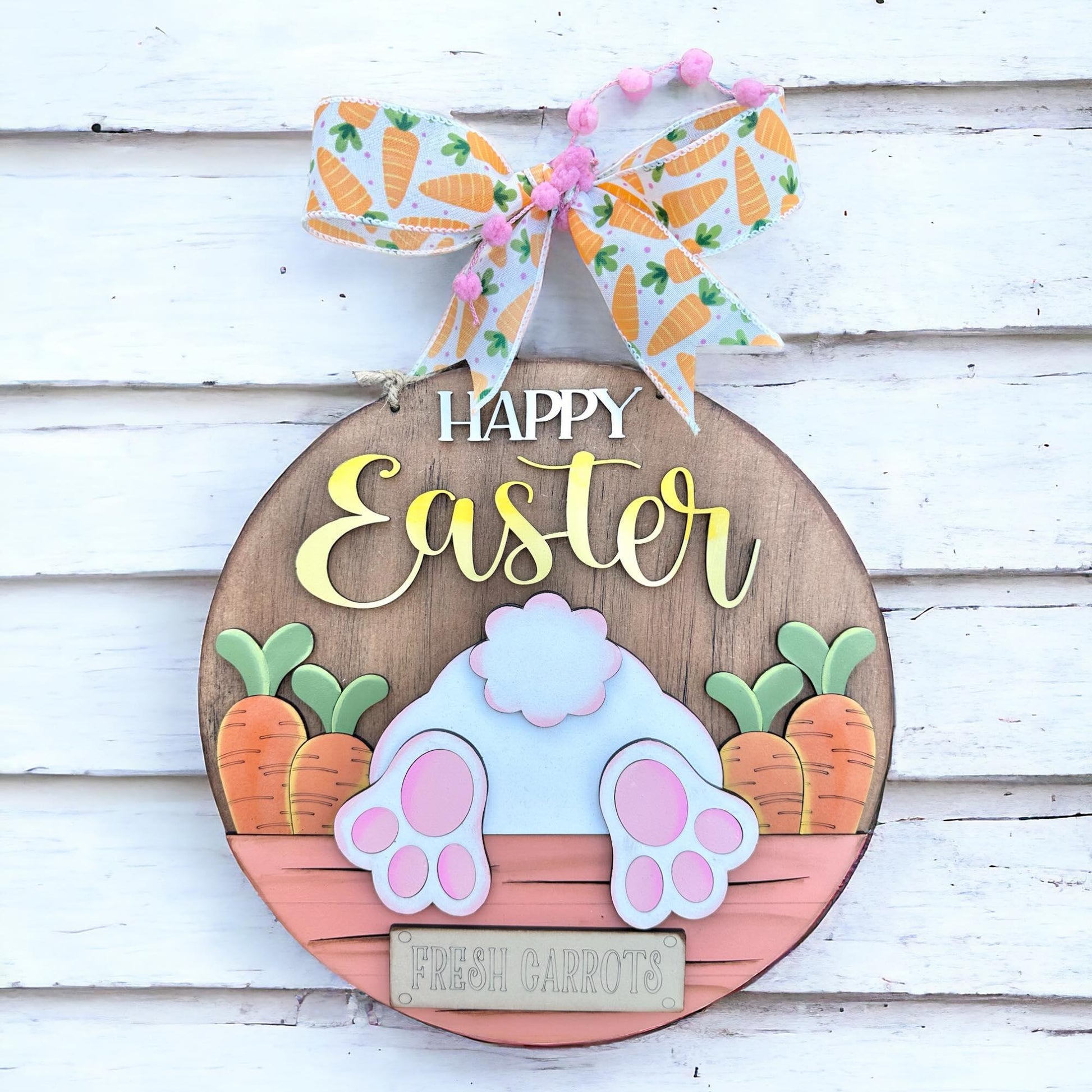 Happy Easter Bunny Butt DIY Door Hanger - Wood Blanks for Crafting - RusticFarmhouseDecor