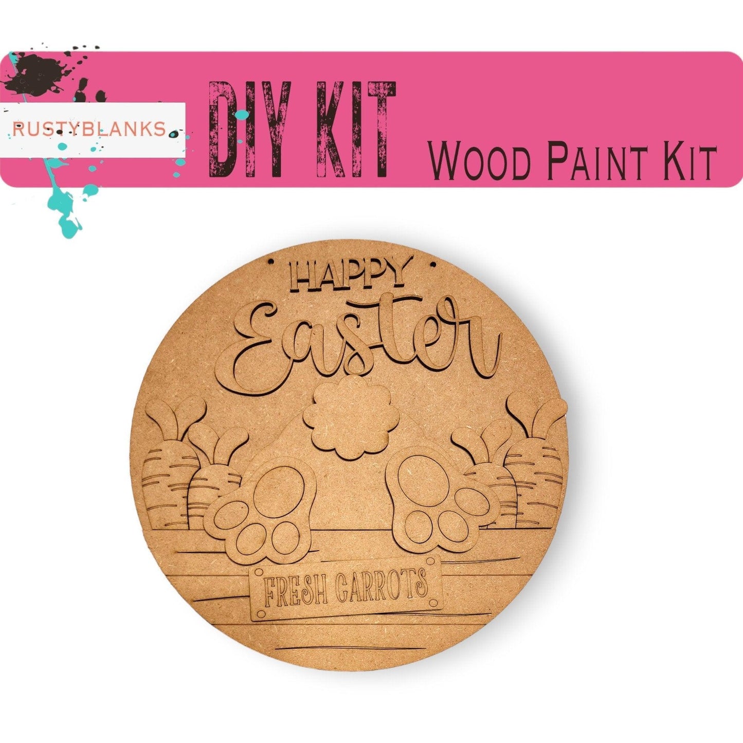 Happy Easter Bunny Butt DIY Door Hanger - Wood Blanks for Crafting - RusticFarmhouseDecor