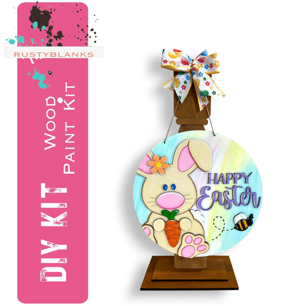 Happy Easter Bunny DIY Door Hanger - Wood Blanks for Crafting - RusticFarmhouseDecor