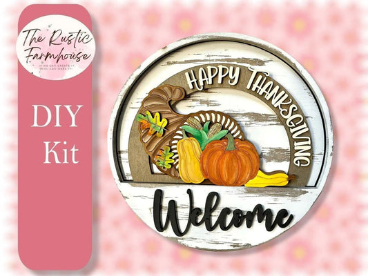 Happy Thanksgiving Insert for Welcome sign, 11 inch Door hanger, DIY Interchangeable door hanger insert , Welcome Door Hanger - RusticFarmhouseDecor