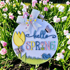 Hello Spring DIY Door Hanger - Wood Blanks for Crafting - RusticFarmhouseDecor