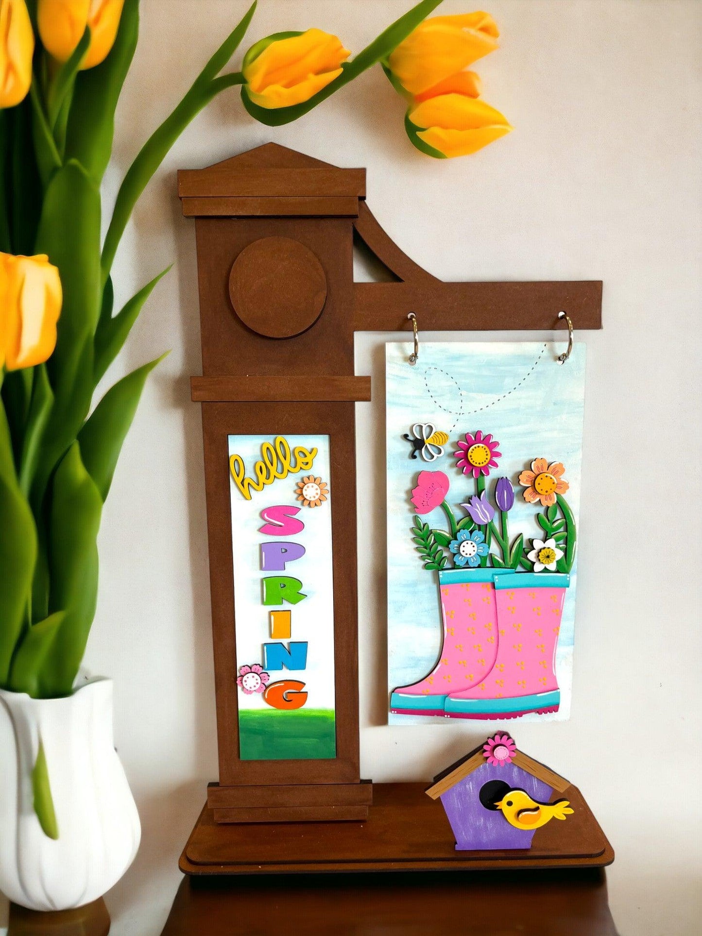 Hello Spring Insert for Mini Interchangeable Posts - RusticFarmhouseDecor