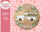 Hello Spring Truck Door Hanger, Unfinished DIY Wood Kit, Blanks to Decorate Home Decor, DIY Door Hanger - RusticFarmhouseDecor