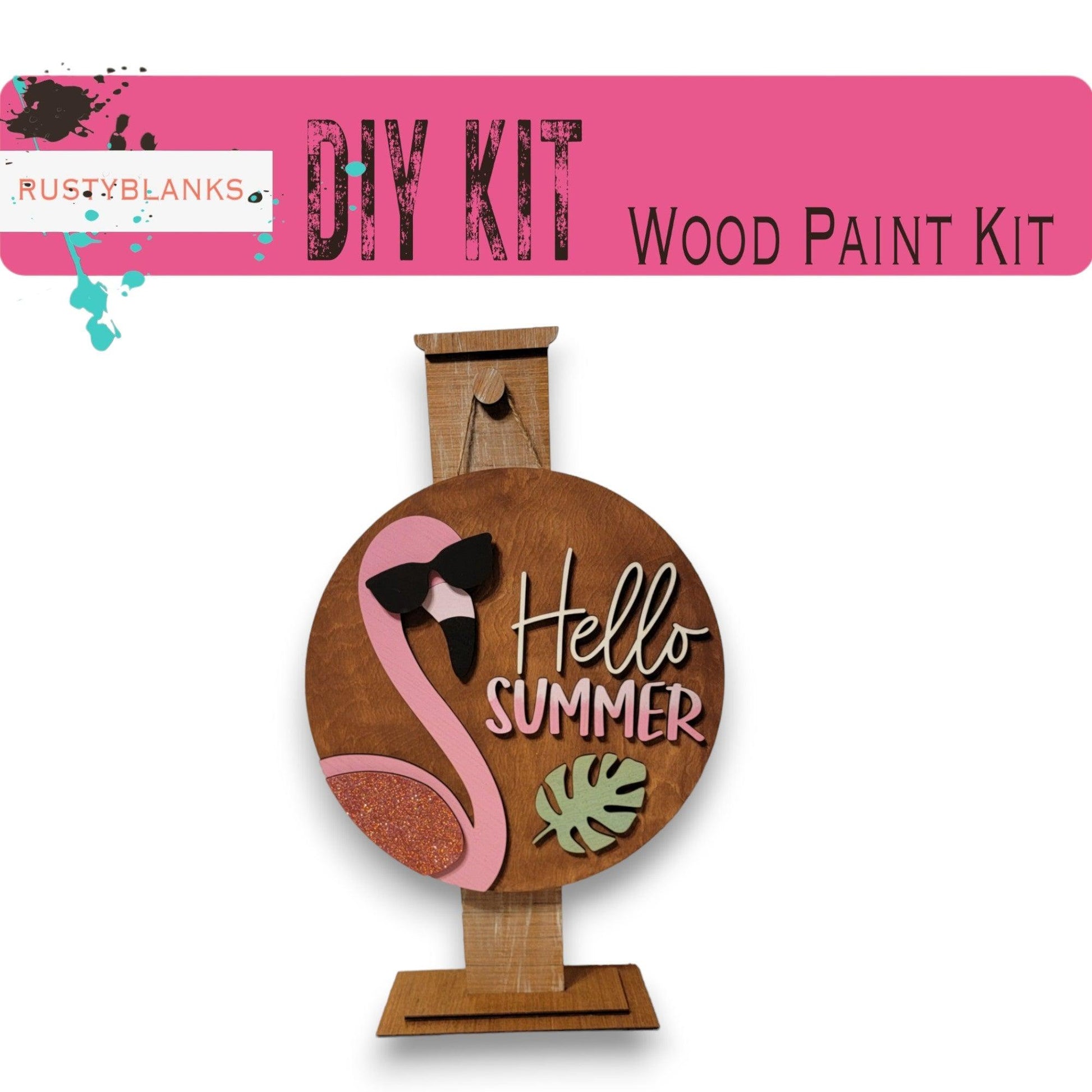 Hello Summer Flamingo Door Hanger - RusticFarmhouseDecor