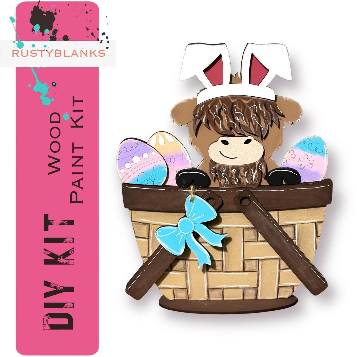 Highland Cow Easter Insert for the Interchangeable Flower Basket - RusticFarmhouseDecor