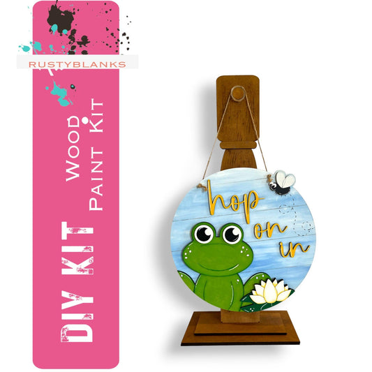 Hop on in Frog DIY Door Hanger - Wood Blanks for Crafting - RusticFarmhouseDecor