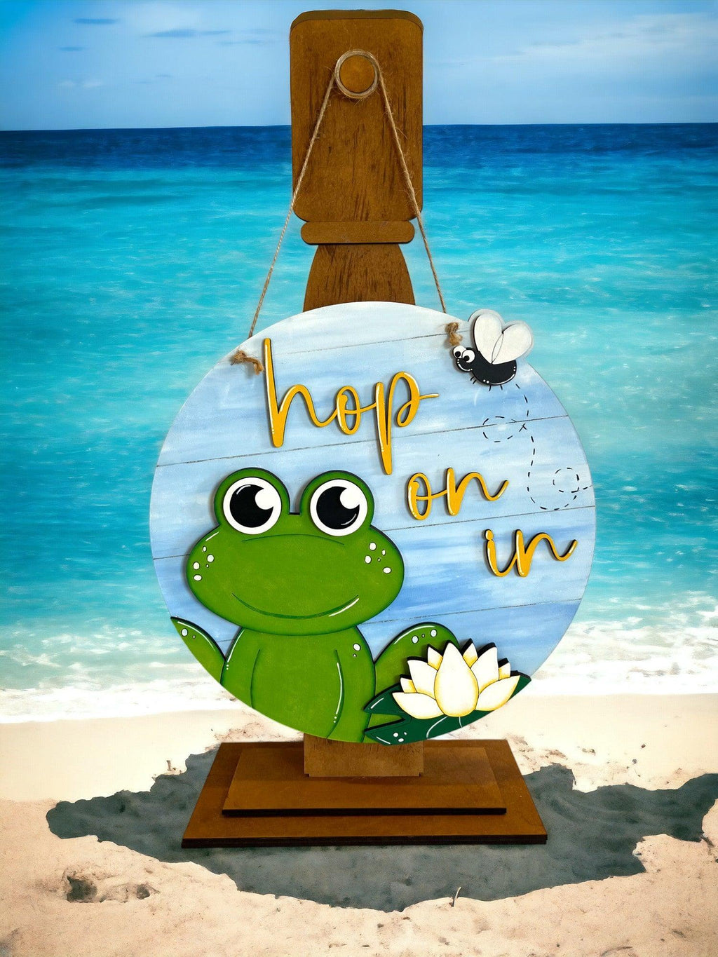 Hop on in Frog DIY Door Hanger - Wood Blanks for Crafting - RusticFarmhouseDecor
