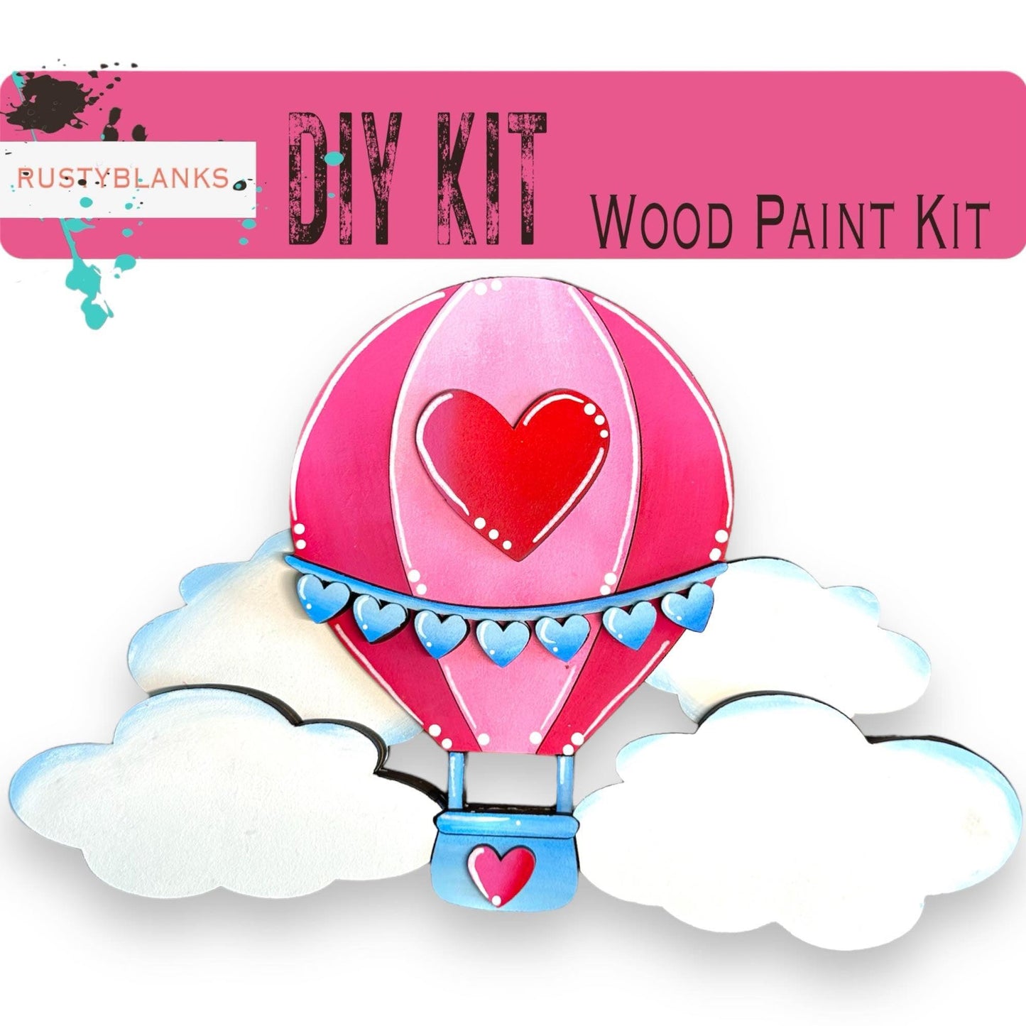 Hot Air Balloon Valentine for the Flower Basket Decor - Wood Blank for Painting - Inserts for Basket - RusticFarmhouseDecor
