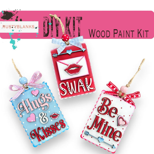 Hugs & Kisses Valentine Gift Tag Ornaments - RusticFarmhouseDecor