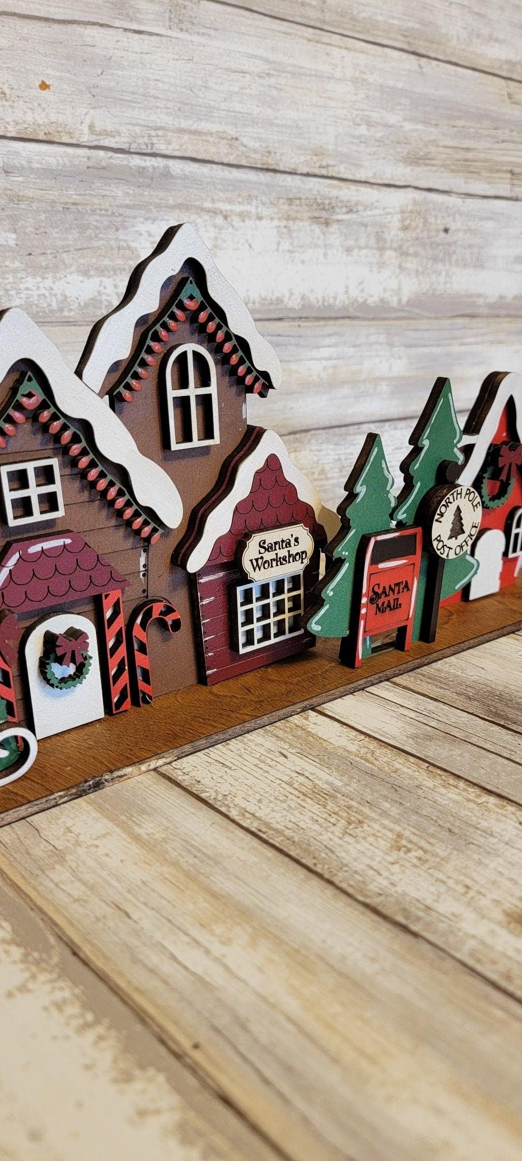 Standing Christmas Houses Santa's Village, Santa's Christmas Village, Christmas Houses Santa Decor, Santas Christmas Village Wood Blanks DIY