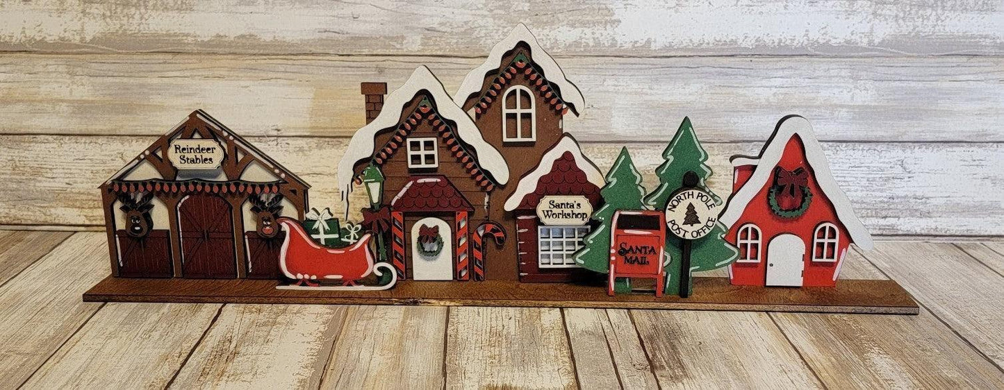 Standing Christmas Houses Santa's Village, Santa's Christmas Village, Christmas Houses Santa Decor, Santas Christmas Village Wood Blanks DIY