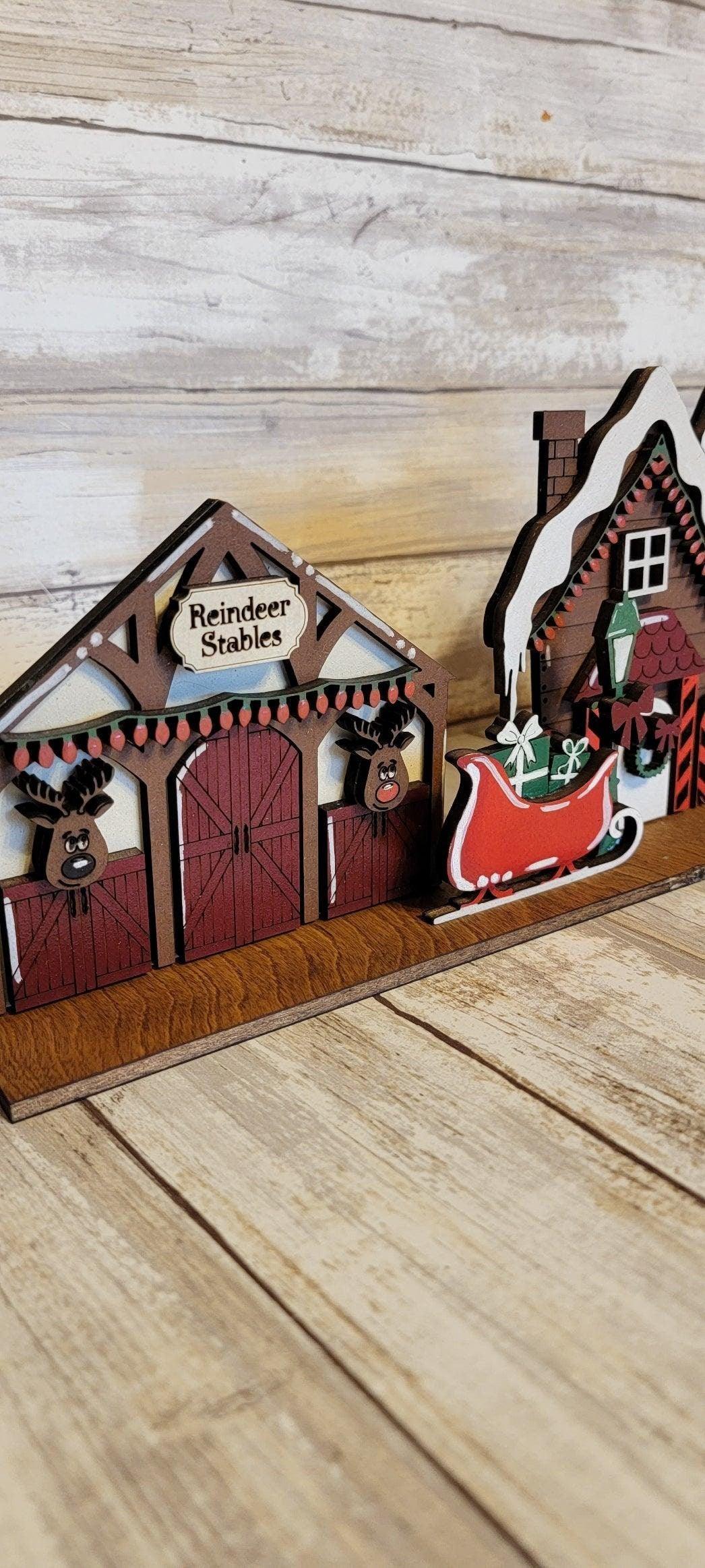 Standing Christmas Houses Santa's Village, Santa's Christmas Village, Christmas Houses Santa Decor, Santas Christmas Village Wood Blanks DIY