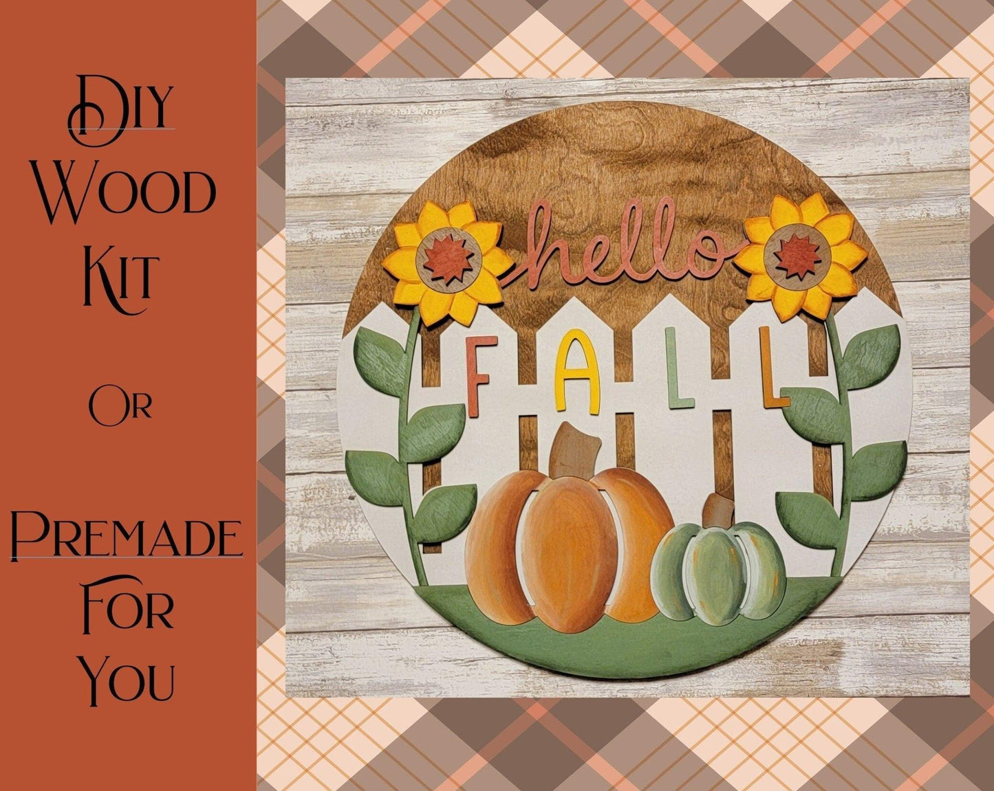 Front Door Decor | Fall Door Hanger | Hello Fall Sunflower | Fall Door Hanger | Door Wreath | Housewarming Gift | Home Decor | Wreath