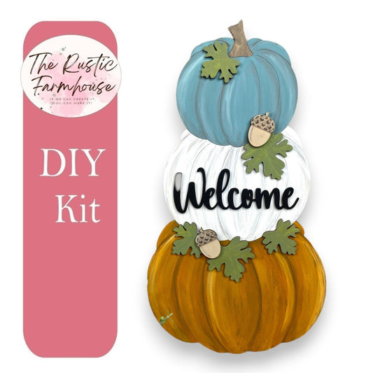 Stacked Pumpkin Door Hanger DIY Fall Decor, Welcome Door Hanger