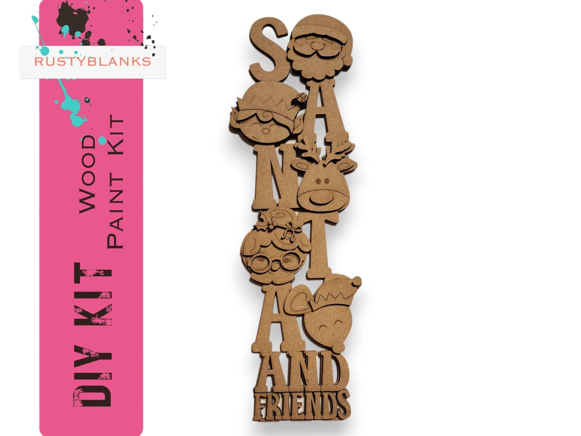 a wooden cutout of a family of animals