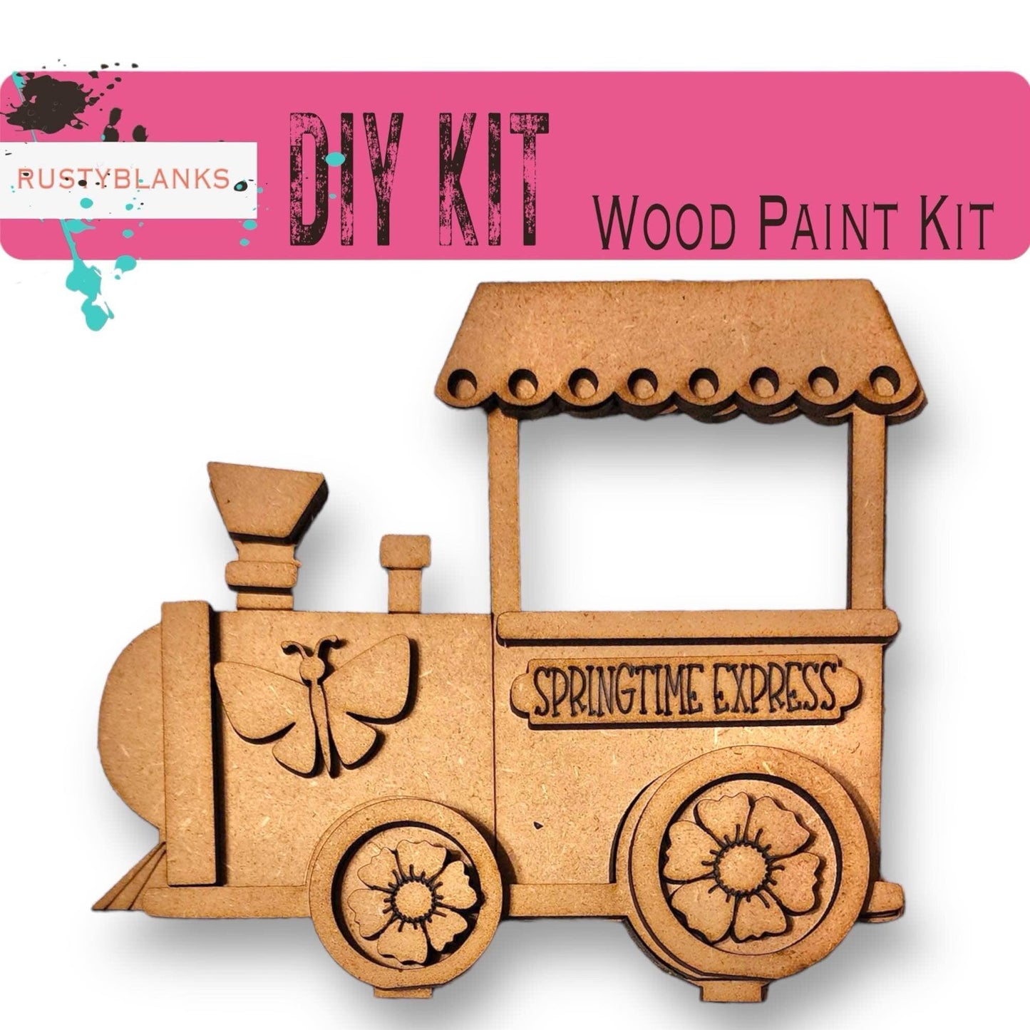 Spring Standing Train  - DIY Wood Blank Paint Kit