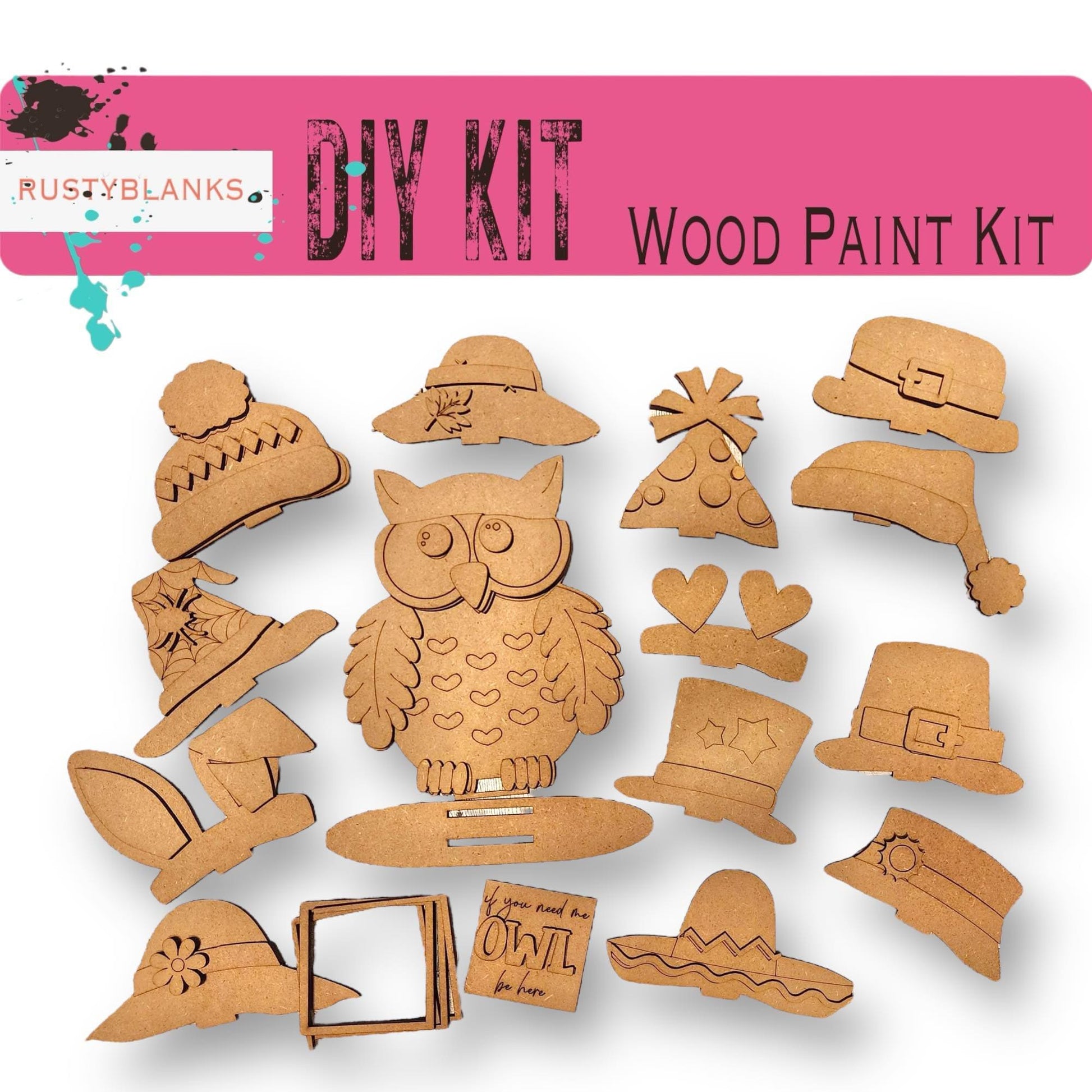 a wooden craft kit with a picture of an owl