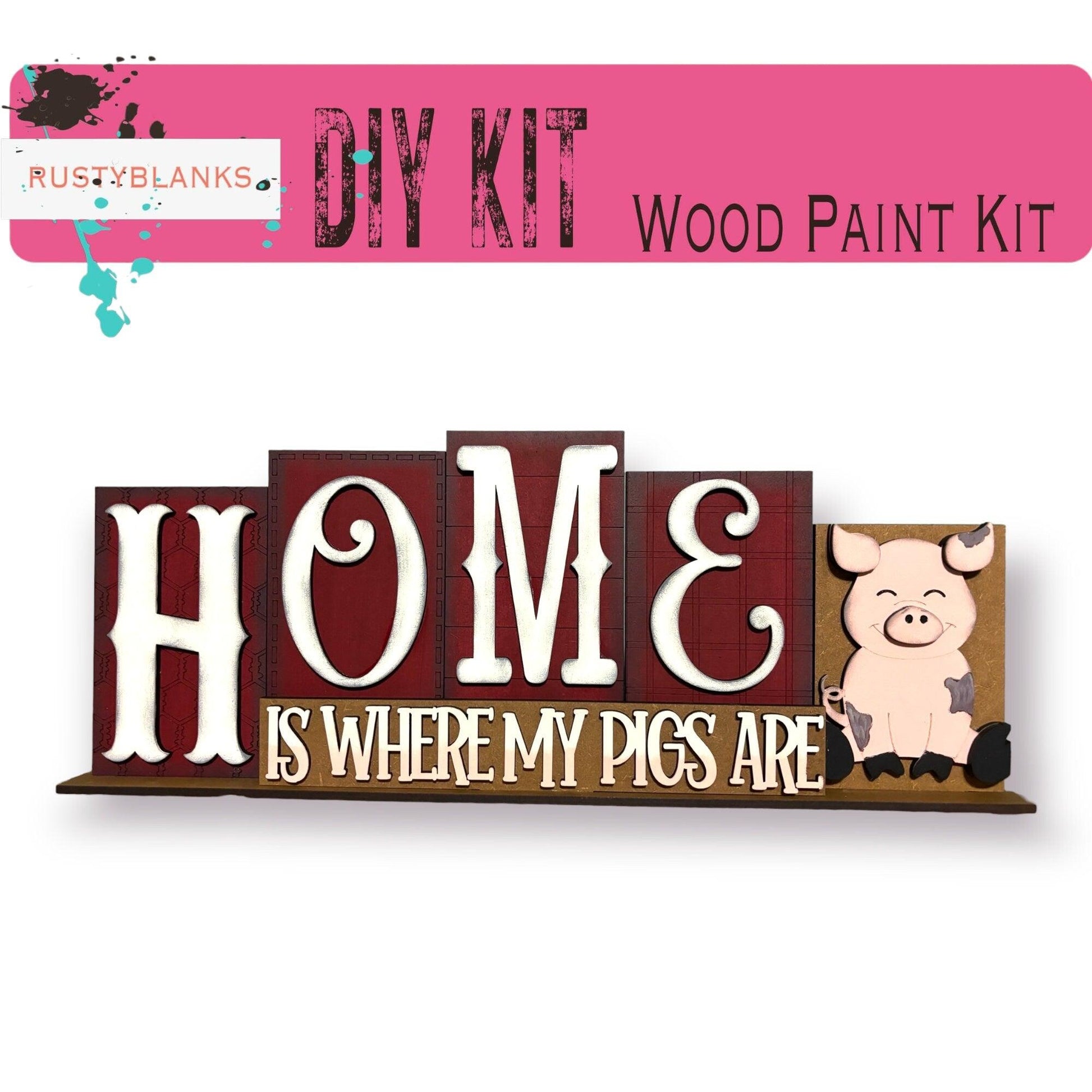 a wooden sign that says home is where my pigs are