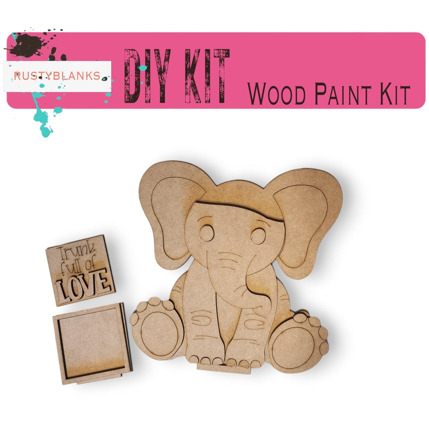 a wooden kit with a picture of an elephant