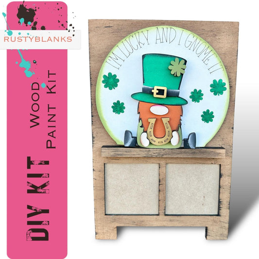 a wooden box with a picture of a cat in a green hat