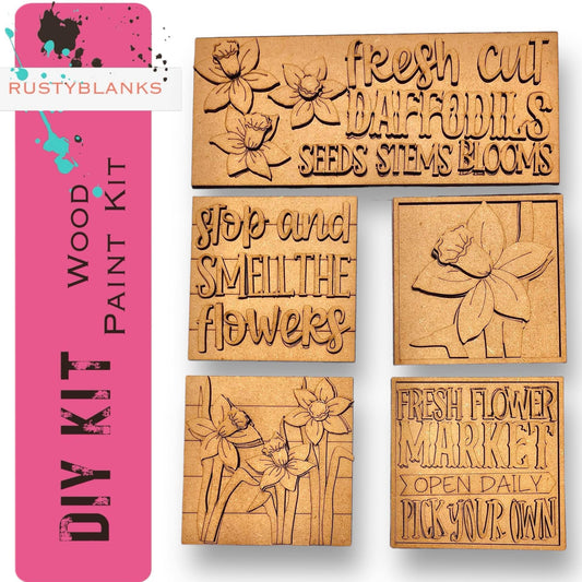 a set of four rubber stamps with words on them
