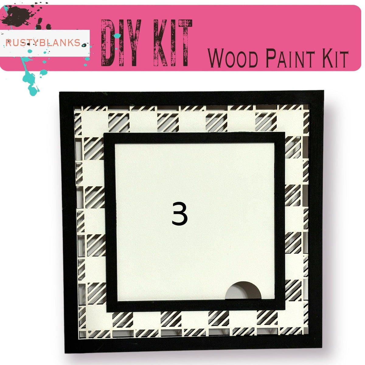 a picture frame with a black and white pattern on it