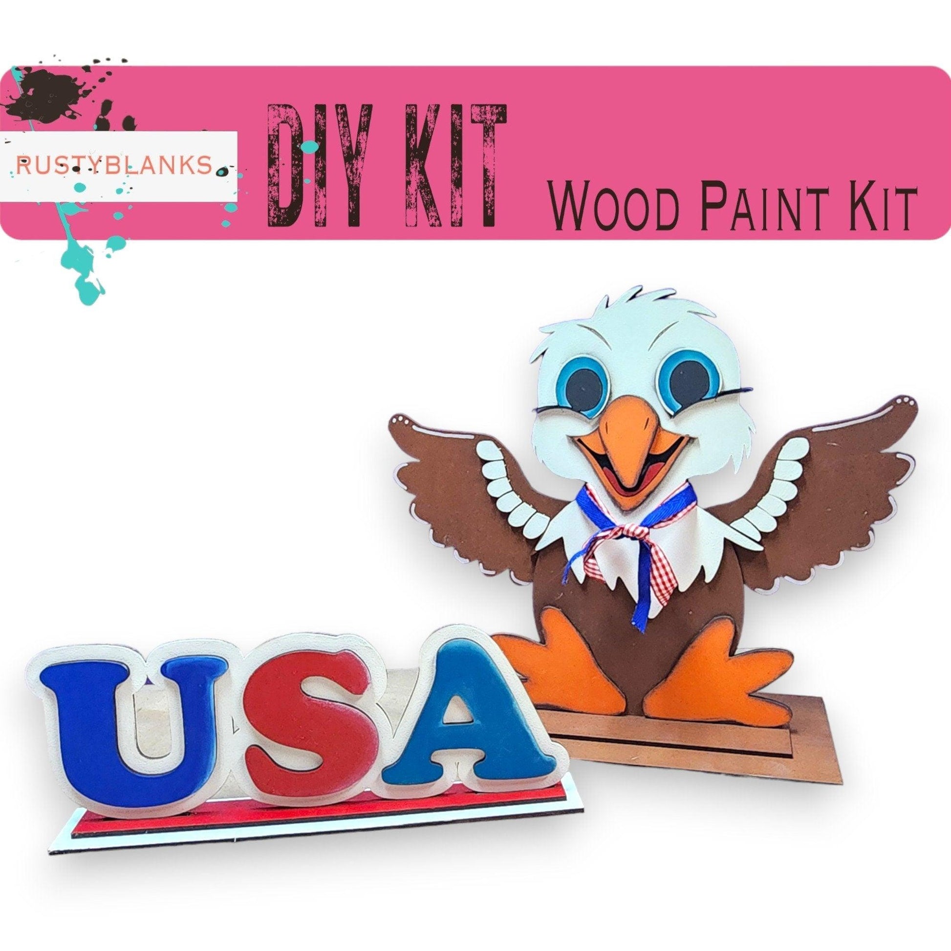 a picture of an eagle with the word usa painted on it